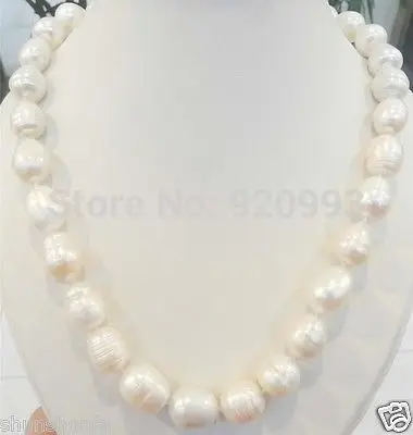 

Wholesale&FREE P&P****BIG RICE SHAPE 11-13MM WHITE REAL NATURAL PEARL NECKLACE 32