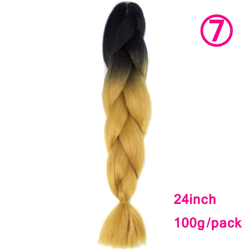 XCCOCO синтетические Омбре плетение волос Джамбо косы крючком Расширение волос синий розовый фиолетовый волокно 2" 100 г 1 шт - Цвет: NC/4HL