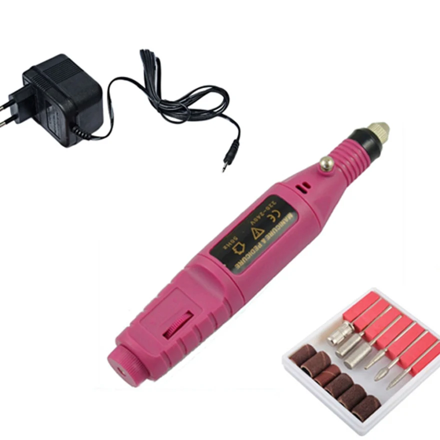 Fast Nail Art Drill KIT Electric FILE Buffer Bits Acrylic Portable Salon Machine