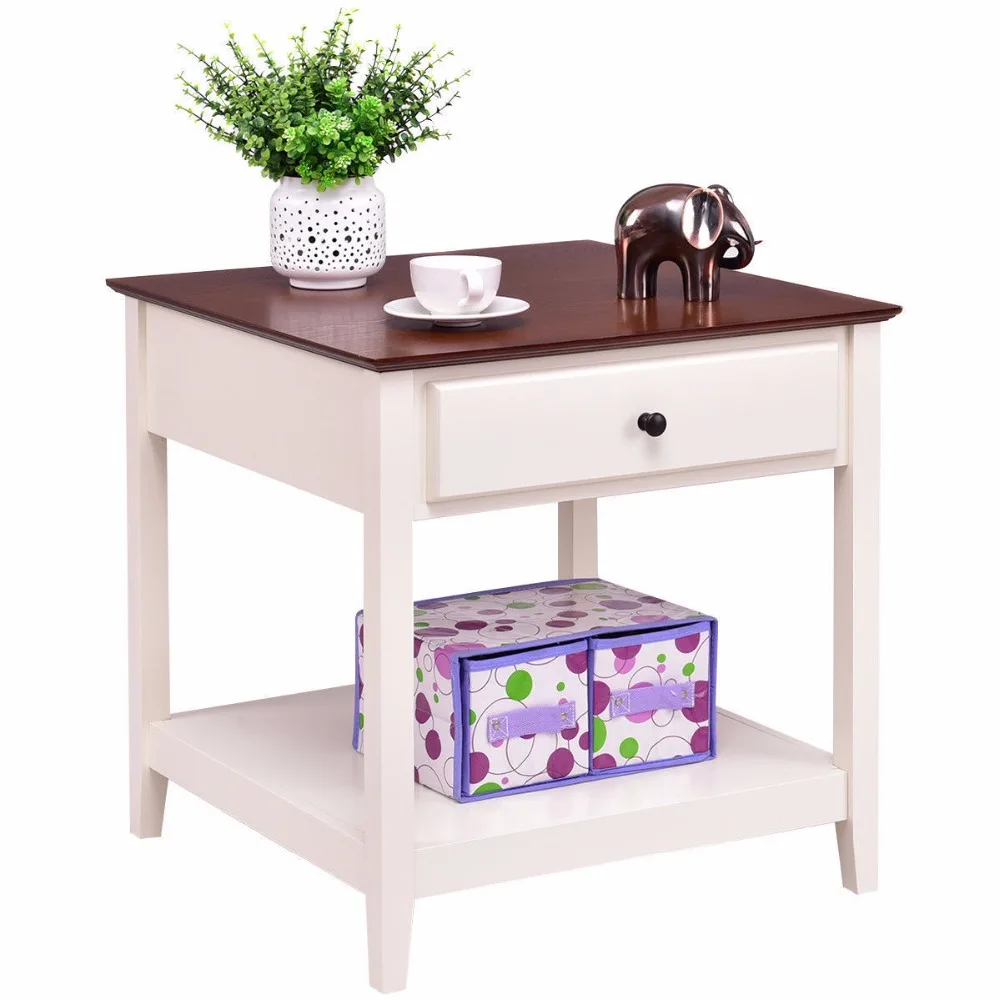 Giantex Wood Side Table End Table Night Stand Coffee Table with Drawer and Shelf Square Home Furniture HW56281 Giantex Wood Side Table End Table Night Stand Coffee Table with Drawer and Shelf Square Home Furniture HW56281