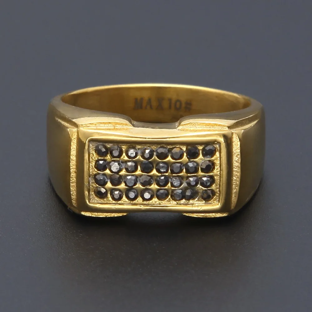 

Sofeeling Men Women Hip Hop Finger Ring Gold Silver Stainless Steel Ring Chain Zircon