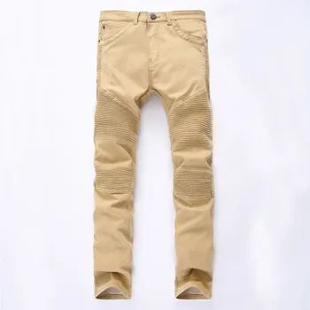 

2019 new men high street casual jeans tide brand locomotive pants Wrinkle Repair little pants micropompant jeans