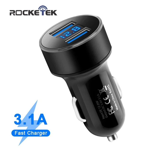 Ładowarka samochodowa Rocketek mini Dual USB Car Charger 3.1A za $1.49 / ~6zł