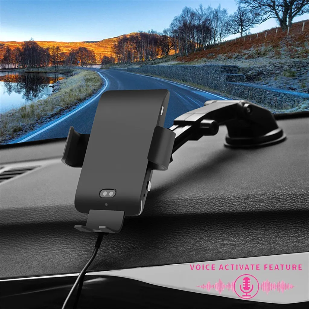 Wireless Car Charger Mount Voice Activate Auto Clamping Qi 10/7.5W Fast Charging For For Samsung S10 S9 S8 Note 9