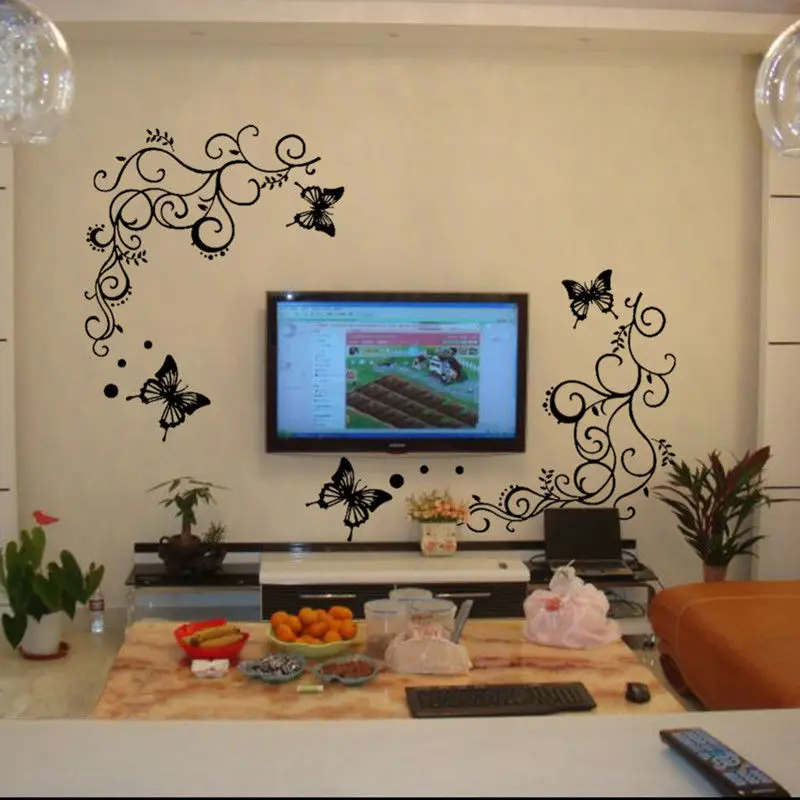 New Style Butterfly Removable Television Wall Sticker Home Room Stickers Decorsticker