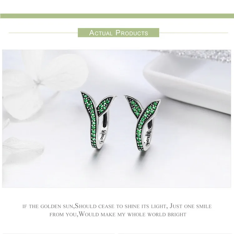 WOSTU Весенние новые 925 пробы серебряные серьги-гвоздики с зелеными листьями для женщин модные дизайнерские украшения Brincos подарок CQE295