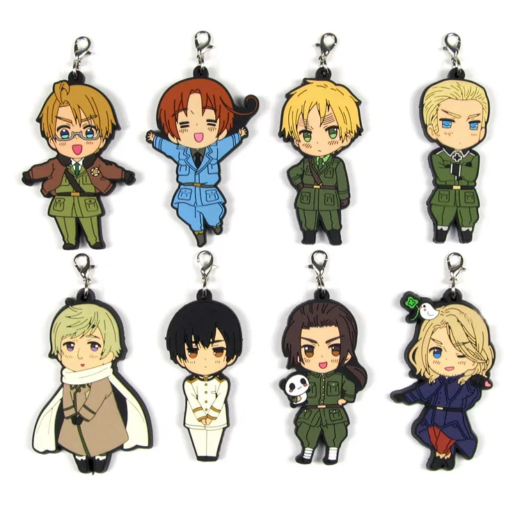 G143 Axis Power Hetalia Anime llavero Feliciano Vargas Ludwig Honda Jones llavero correa de caucho/encantos del teléfono G143 Axis Power Hetalia Anime llavero Feliciano Vargas Ludwig Honda Jones llavero correa de caucho/encantos del teléfono