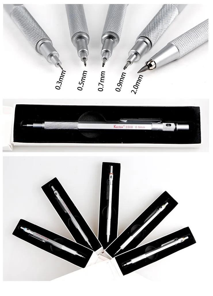 Kuelox металлический механический карандаш 0,3/0,5/0,7/0,9/2,0 мм комиксов рисунок Автоматическая удобном карандаше, профессиональный класс 1 шт