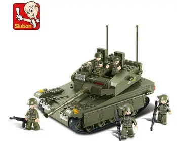 

SLUBAN M38-B0305 344pcs Military Army Makava Tank Building Blocks Sets 3D construction eductional DIY toys Gifts for children