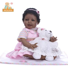 55 см кукла новорожденного ребенка мягкая силиконовая игрушка для девочек Reborn Baby Doll подарок для детского дня черная улыбка милая девочка