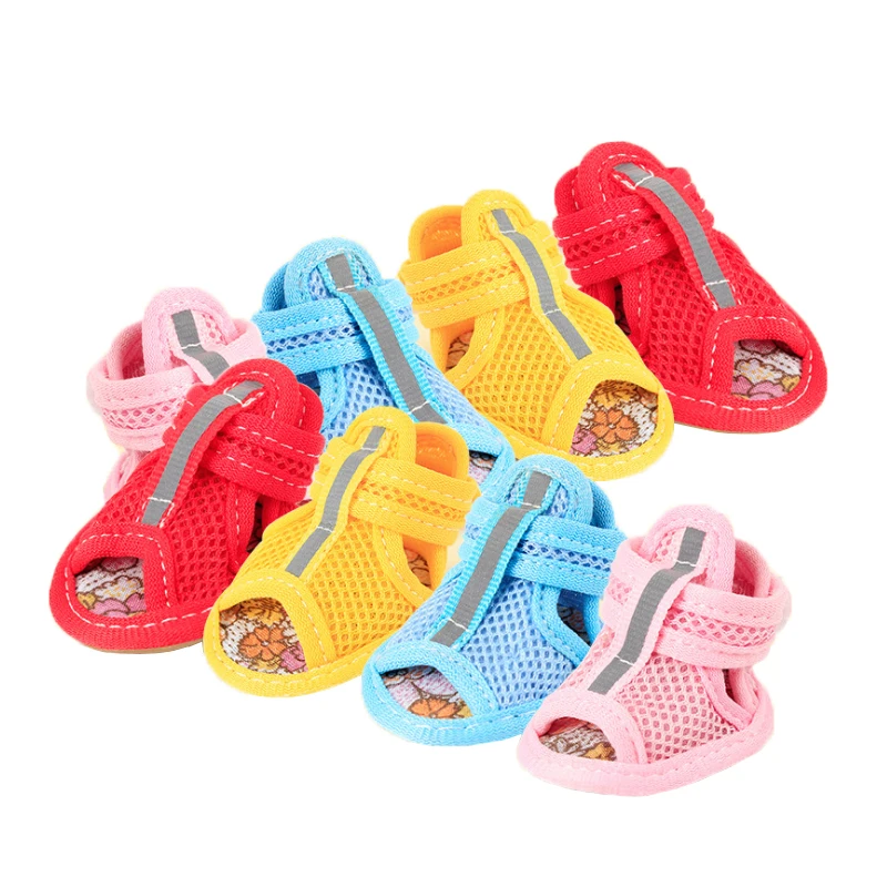 Mesh Breathable Grid Pet Sandals Dog Summer Cool Shoes Clean Endurable Dog Footwear Tendon