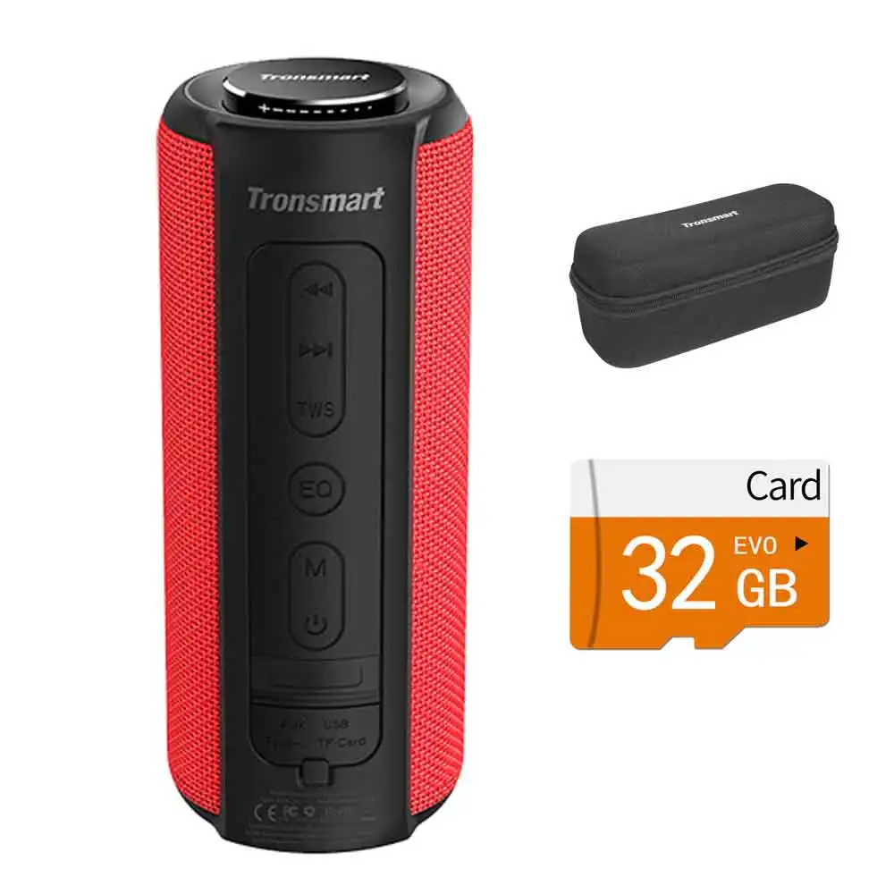 Tronsmart T6 Plus Bluetooth динамик 40 Вт портативный динамик глубокий бас Саундбар с IPX6 Водонепроницаемый, power Bank функция SoundPulse - Цвет: R and case and card