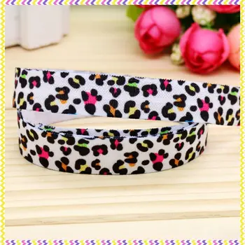 

DHK 5/8'' 5yards Fold Elastic FOE leopard printed headband headwear hair band diy decoration OEM Wholesale C67