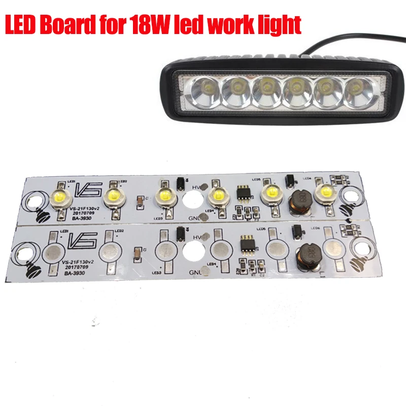

2PCS LED Ligh Board 18W Driver Integrated 6 LED PCB Board Lens DC12-80V for LED Work Lights Parts DIY Repair