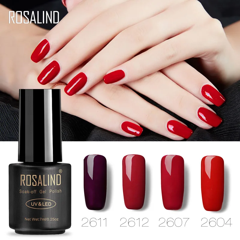 

Rosalind Nail Gel Polish Red Purple Dark Color UV Gel Soak Off Varnish Nail Gel Long Lasting Nail Polish Semi Permanent Vernis