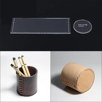 

DIY Pen Container Leather Tool Template Practical Acrylic Version Leathercraft Stencil Handmade Brush Pot Leather Making Mold