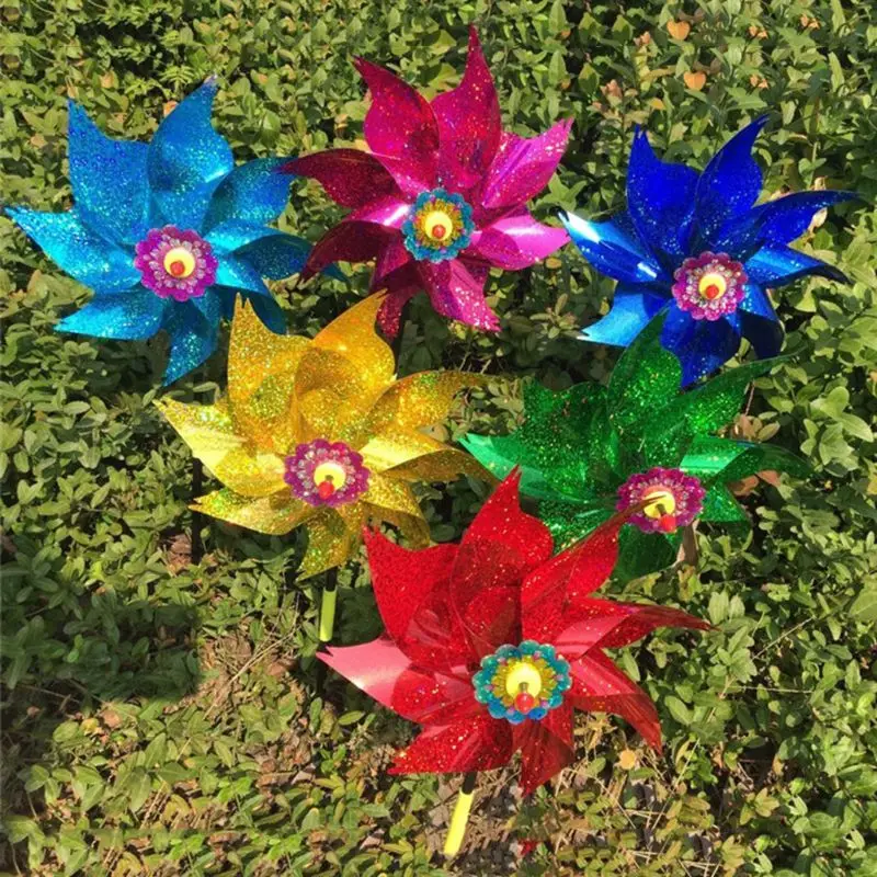 

Wind Spinner Windmill Toys Kids Children Gifts Garden Decoration Rotation Glitter Sequin Glow Colorful Toy Outdoor Ornaments