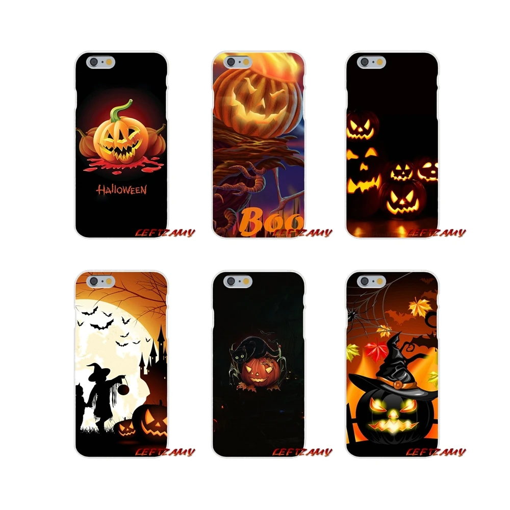 

For Samsung Galaxy S3 S4 S5 MINI S6 S7 edge S8 S9 Plus Note 2 3 4 5 8 Pumpkin Halloween Bat Witch Boo Soft Transparent Skin Case