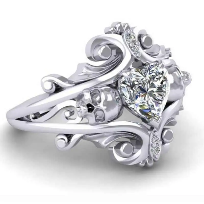 Женское кольцо Huitan Fancy Design с двойным черепом Крутое Подарочное кубическим