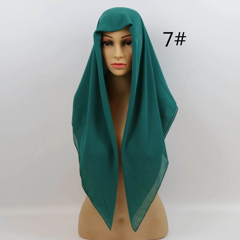 Горячая Распродажа, высокое качество, 23 приятных цвета, шифоновая шаль, популярный мусульманский хиджаб, головной убор, Модный женский квадратный шарф, 90X90 см