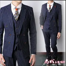 Хит, мужской черно-белый полосатый костюм, одежда из трех предметов, сценические костюмы певицы, комплект для фотографии, свадебное платье жениха