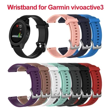 

L/S Colorful Plaid Soft Silicone Replacement Strap for Garmin vivoactive3 vivomove HR Smart Wristband for GARMIN Vivoactive 3