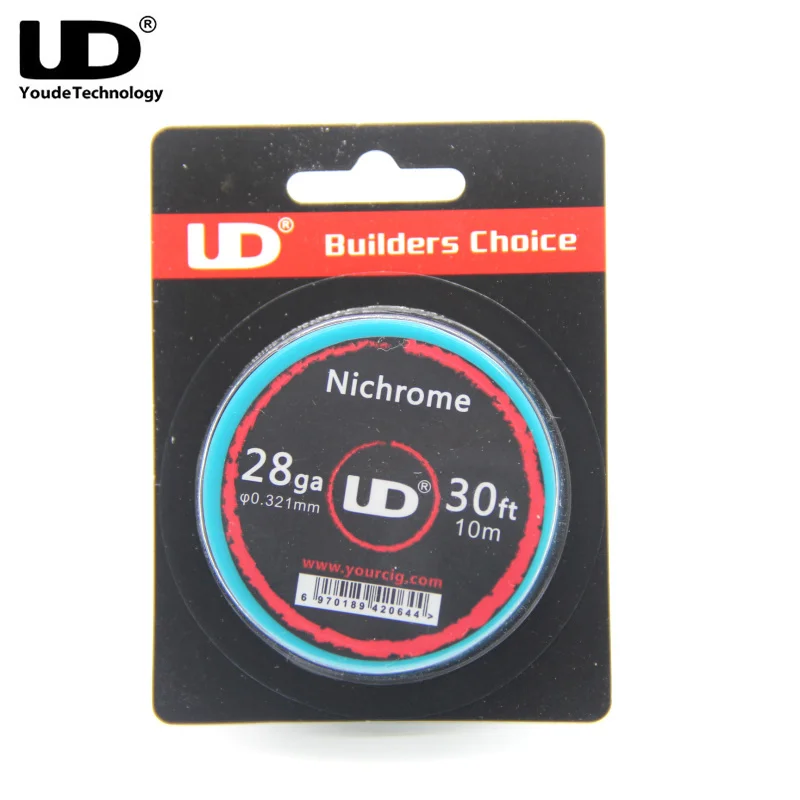 Youde UD Nichrome провод 30FT с 28ga 26ga 24ga 10 м/рулон электронной Сигареты DIY катушки для RDA RBA распылитель предварительно построенные катушки