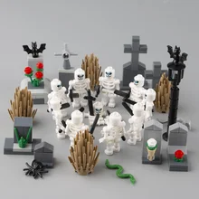 Ужасающий Хэллоуин скелет солдат оружие Блоки город части кладбище аксессуары животные трава растение строительные блоки игрушки