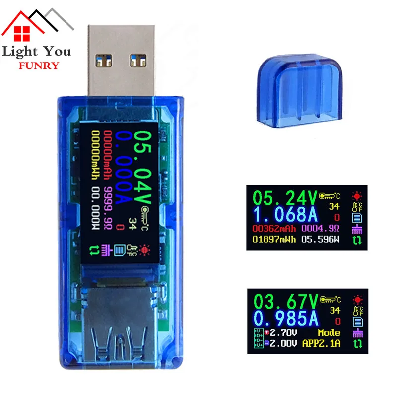 

USB 3.0 Color LCD USB Tester Multimeter Battery Charge Power Bank Voltmeter Ammeter Voltage Current Meter