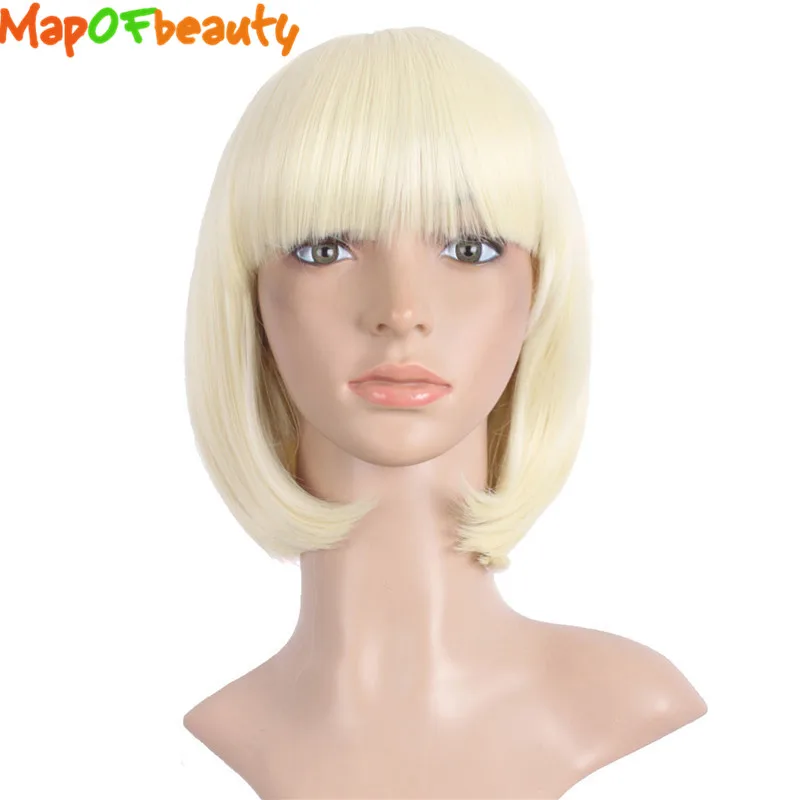 MapofBeauty короткий светло золотой парик Боб 30 см 12 &quotСинтетические парики для