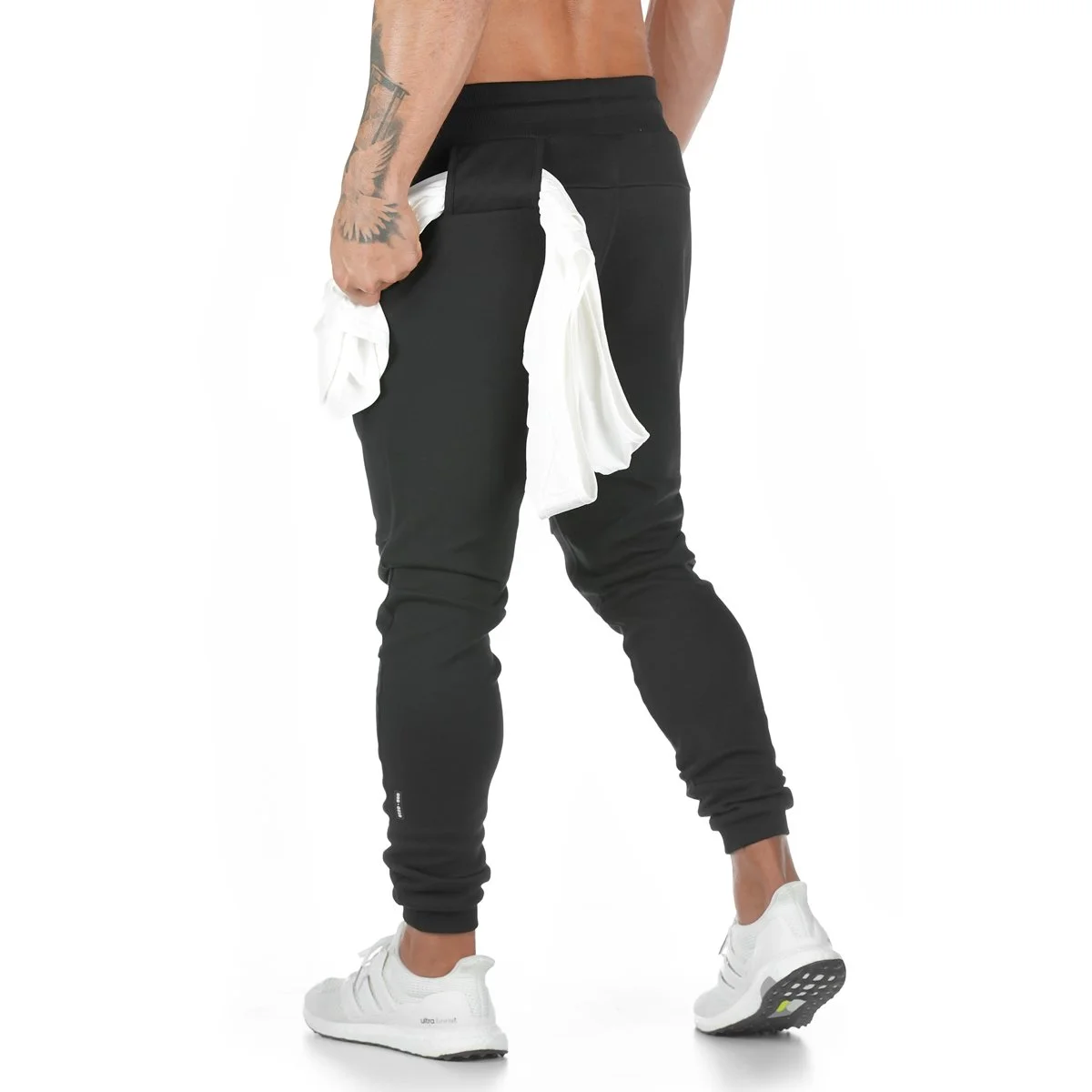 New Cotton Pants Running Tights Men Sporting Leggings Workout Sweatpants Joggers For Men Jogging Leggings Gyms Pants - Color: Black
