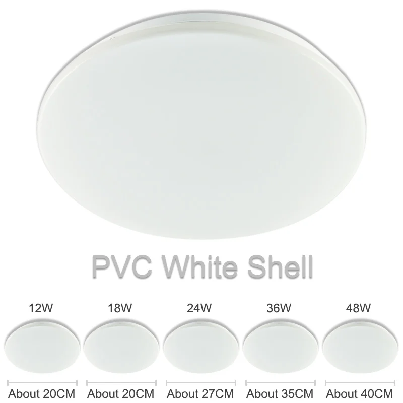 Современный потолочный светильник s AC 220 В 240 в 12 Вт 24 Вт 36 Вт 48 Вт светодиодный потолочный светильник Цветной корпус панель дистанционного управления светильник для гостиной - Цвет корпуса: White Shell Round
