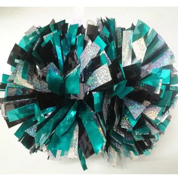 

Pom poms 6" Baton Metallic Black,Metallic lake blue Mix HoLographic Silver Custom Poms