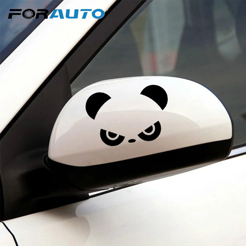 

FORAUTO 2pcs Car Sticker Window Vinyl Rearview Mirror Window Cover Car Decor Panda Eyes Door Decal Funny Cute Accessories