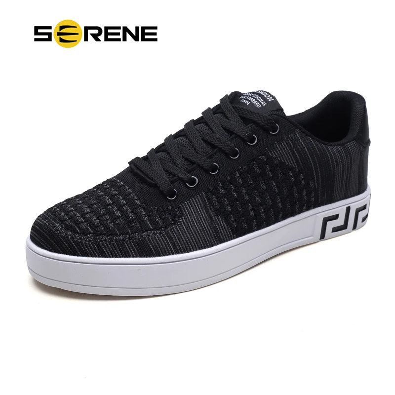 

SERENE Brand High Top Summer Breathable Fabric Mesh Black White Lace Up Male Footwear Fashion Shoes Men Casual 2018 Man Sneakers