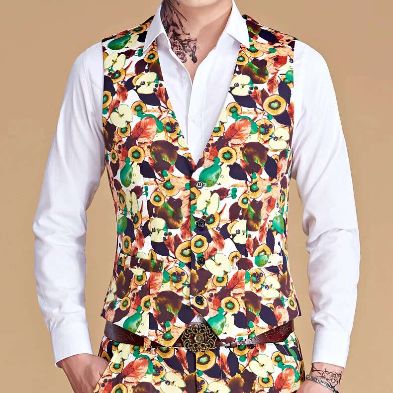 Мужские облегающие костюмные жилеты с модным принтом Пейсли мужской жилет Colete костюм Go-Go для певицы для сцены жилетка платье жилеты-5XL - Цвет: As pic