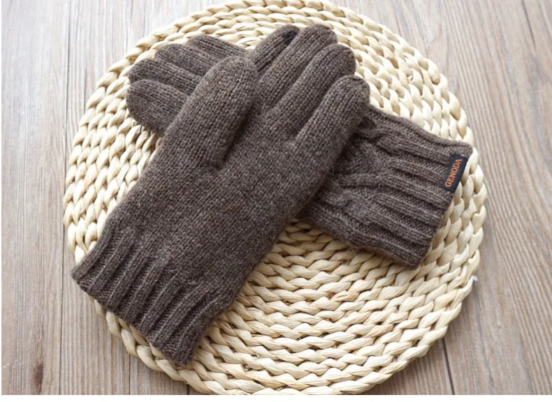 Для мужчин перчатки Сенсорный экран теплые перчатки модная зимняя куртка на хлопковом подкладе для мальчиков плюс толстый бархат теплая шерсть вязанные перчатки унисекс