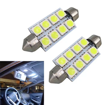 

2pcs 42mm Festoon 5050 8LED 8 SMD Canbus Car Interior Festoon Dome Light Bulb White Auto Reading Lights White