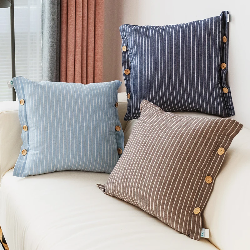

45x45/60x60/70x70cm Simple Nordic cotton linen striped cushion cover pillowcase sofa decorative cover for cushion pillow case