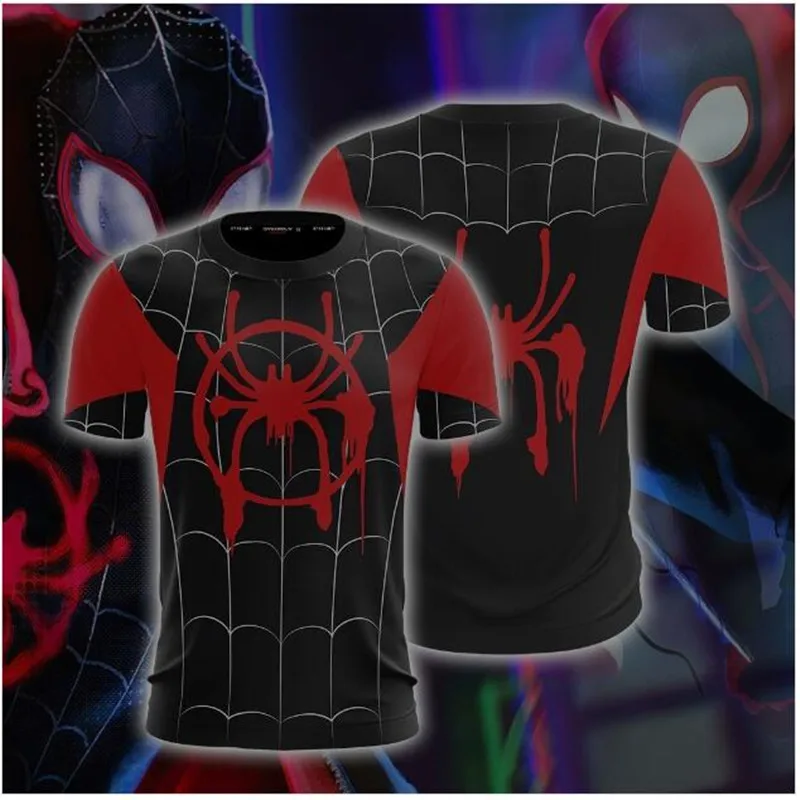 

Spider-Man: Into the Spider-Verse Miles Morales Cosplay Unisex 3D T-shirt Compression Shirts 2019 Tops Male Comics Costume