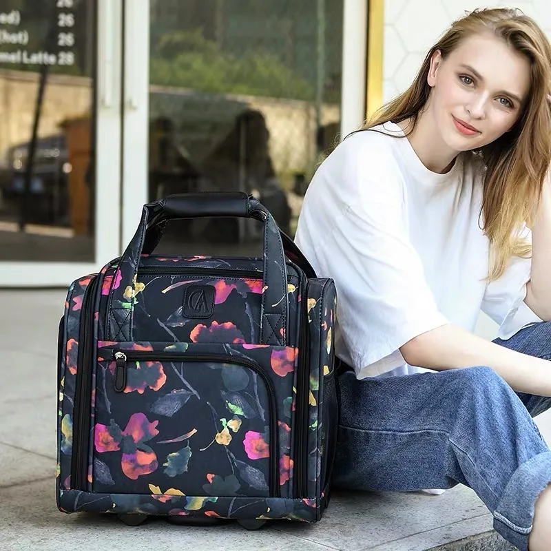 

TRAVEL TALE 16" inch women floral carry on suitcase spinner trolley case luggage bag for travelling
