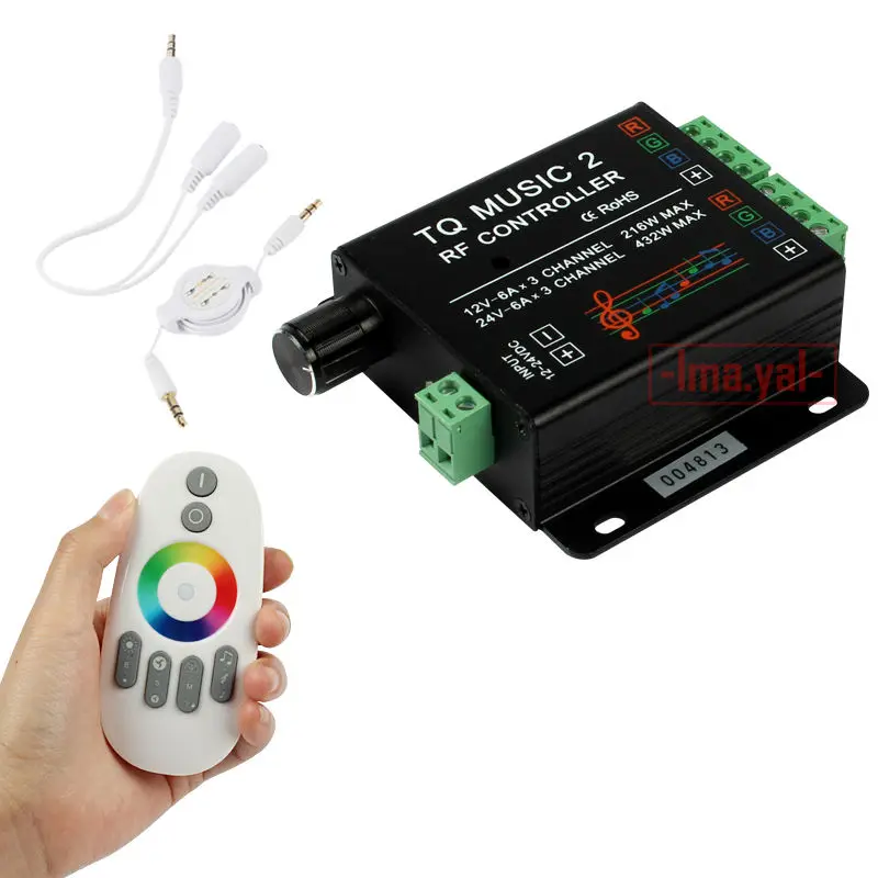 

DC12V 24V 18A 6x3A Music 2 Controller LED RGB Music Sound Sensitivity Controller with RF Wireless Remote for RGB LED Strip