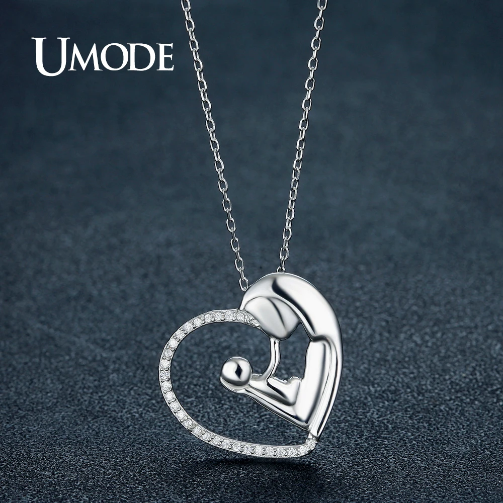 Женское Ожерелье с сердцем UMODE из стерлингового серебра 925 пробы фианитами