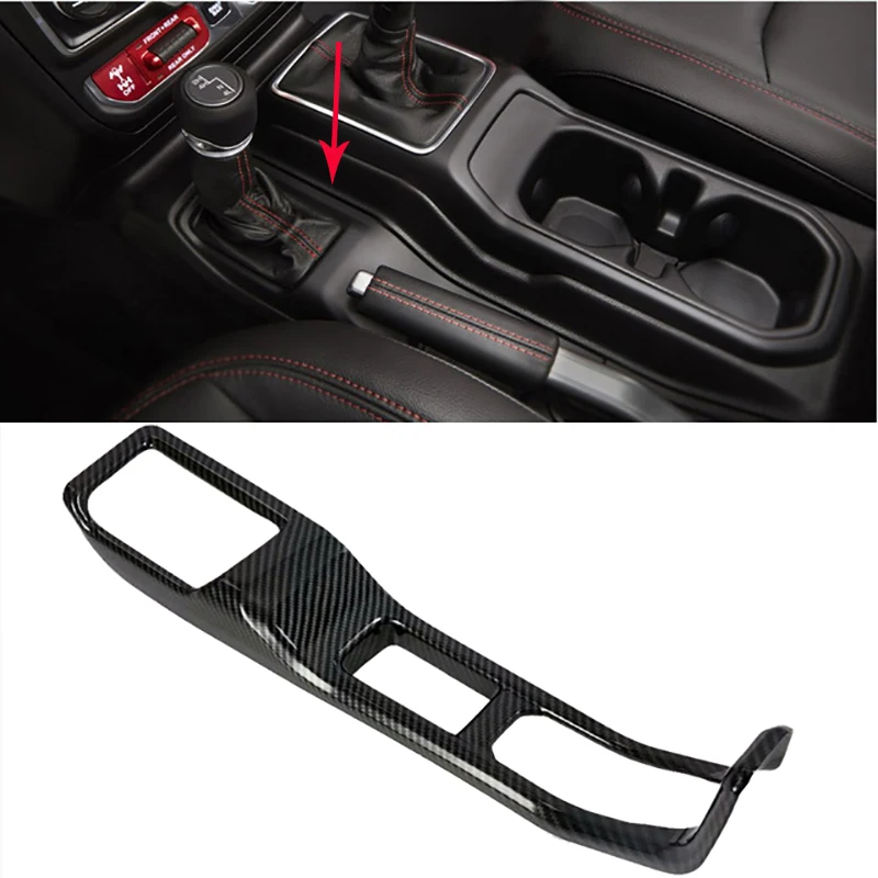 For 2018 Jeep Wrangler Interior Gear Shifter Panel Handbrake Cover Red Trim