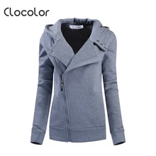Clocolor women coat Solid Color Hooded Long Sleeve Women’s Hoodie Zipper Sweatshirts femaleFall Winter women coat