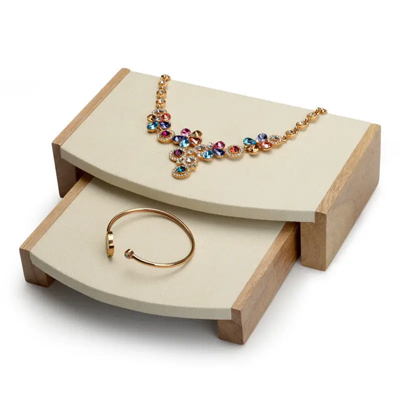 Oirlv 2018 arrival free shipping wooden ring bracelet bangle display stand rings earrings holder showcase velvet surface Jewelry Packaging