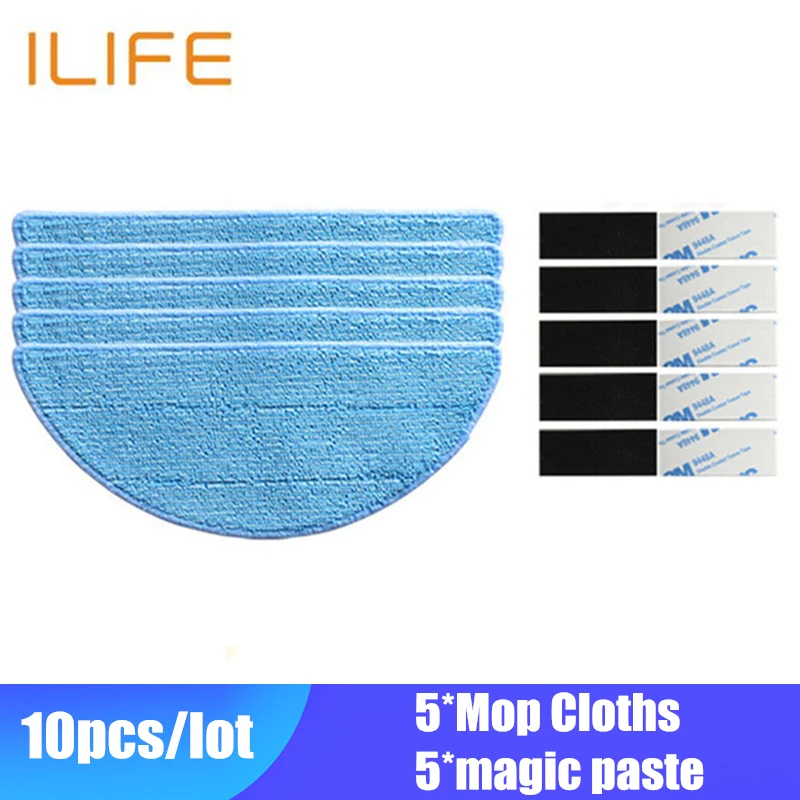 

5*Mop Cloth+5*magic paste accessories for chuwi ilife v5s ilife v5 pro ilife x5 V3+ V5 V3 v5pro V50 V55 vacuum cleaner parts