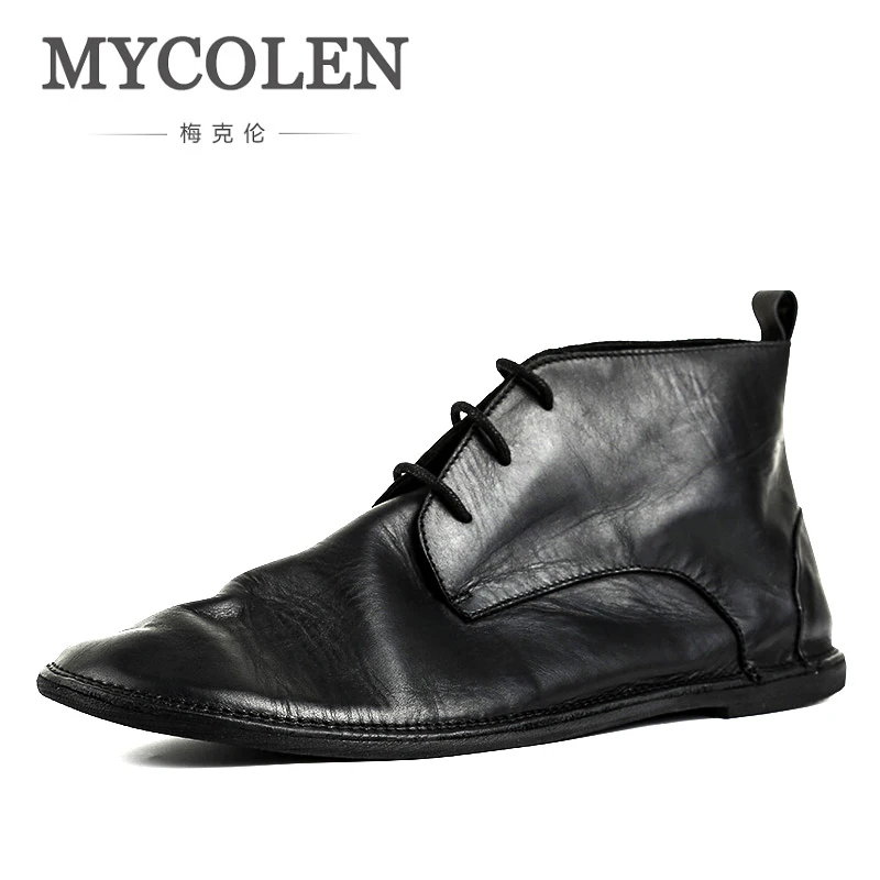 

MYCOLEN 2018 Autumn Winter Lace-Up Fashion Casual For Men Ankle Boots Handmade Luxury Designers Male Shoes Leather Quality