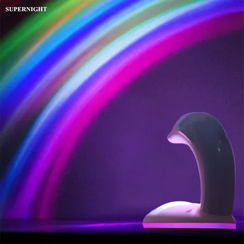 

Rainbow Projection Lamp Colorful Dolphin LED Night Light USB Rechargeable Bedroom Bedside Table Lamp for Children Kids Baby Gift