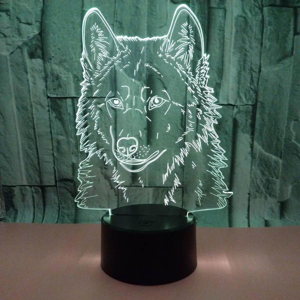 Lâmpada de Mesa Lâmpadas para Sala Novo Lobo Lâmpada Colorida Toque Remoto Presente Estar Deco Enfant Chambre Nightlight 3d 15 estar deco enfant chambre 3d nightlight